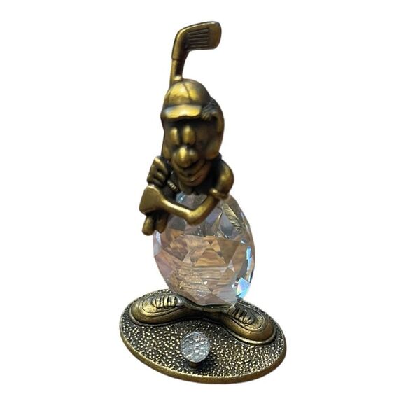 Vintage Manon Crystal Swarovski Clown Golfer Miniature Figurine Gold - Picture 9 of 9